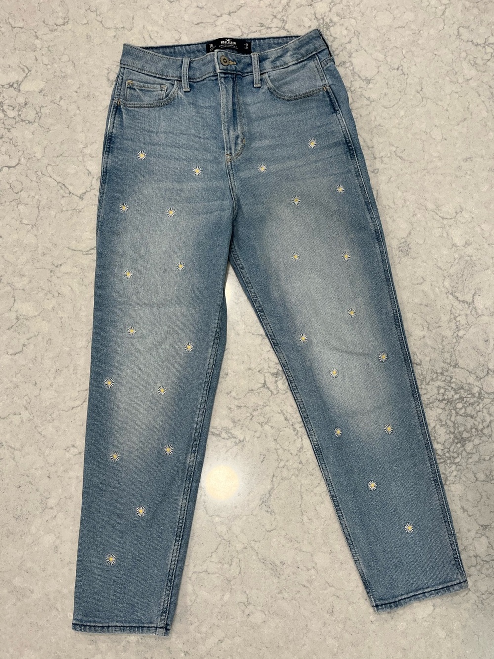 Hollister Embroidered Daisy Mom Jeans